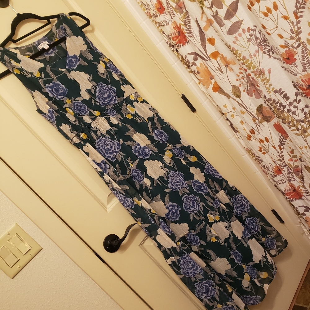 Merona Floral Maxi Dress - Green and Blue